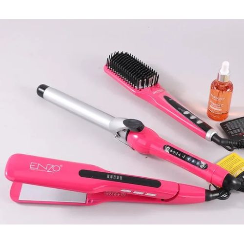 PACK 3en1 styling set (Lisseur Boucleur plus brosse) rose